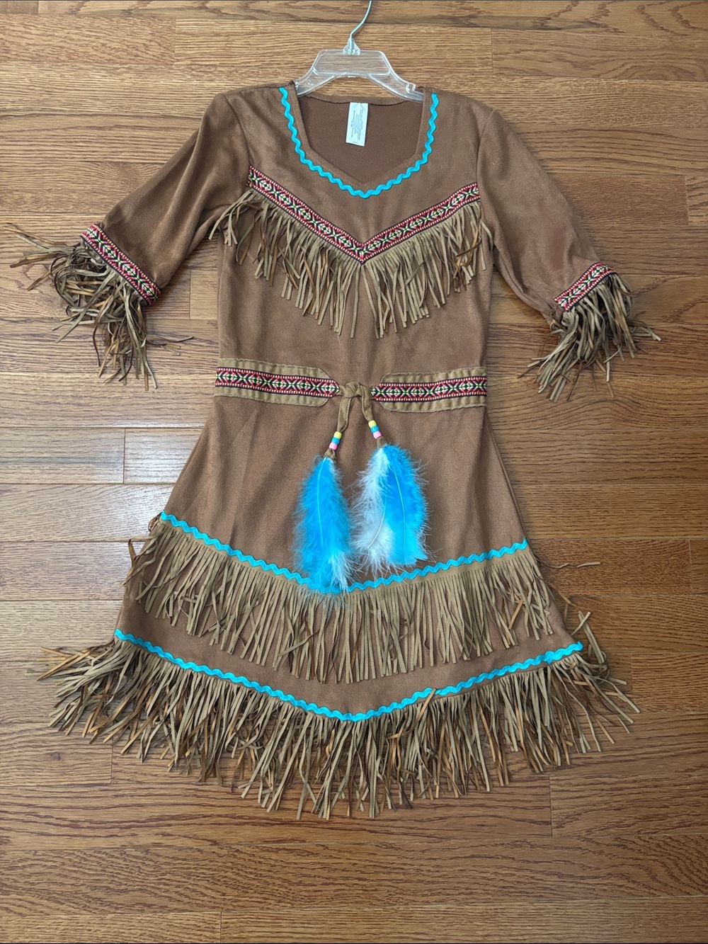 Girls' Fringed Indian Princess Dress with Feather Accents Girls size M 8/10